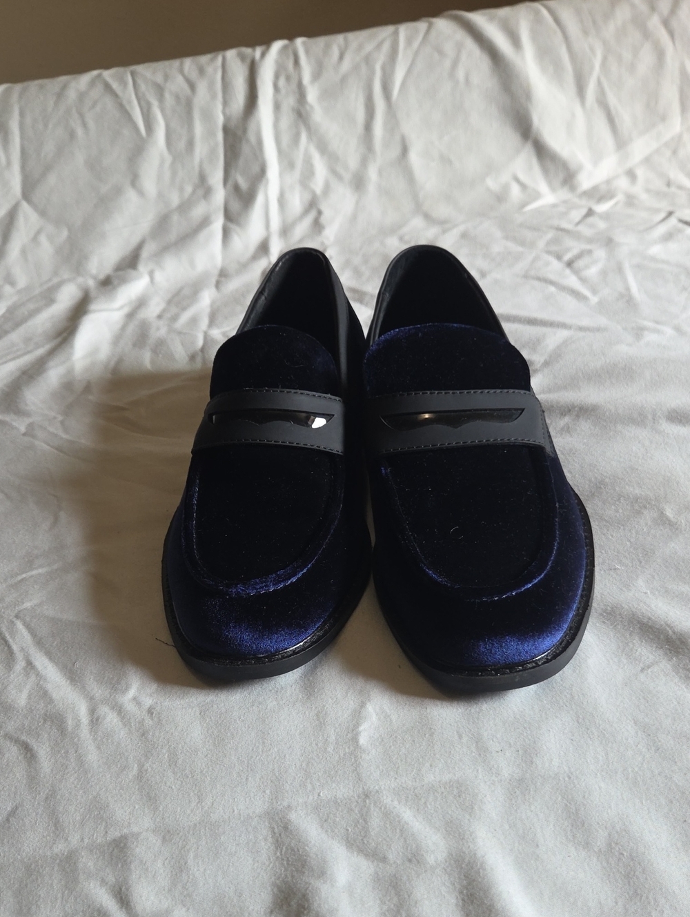 Men's Velvet Slip-On Loafers in Deep Navy